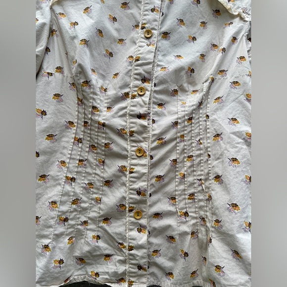 Free People Tiny Floral Bouquets Puff Sleeve Button Down Shirt - Picture 5 of 10